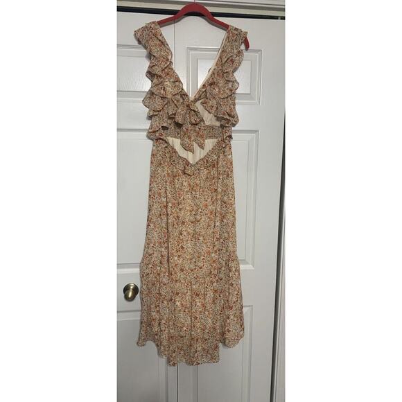 ASTR The Label Tie Open Back Floral Baby Doll Midi Dress Fairy Cottage Core L - Picture 8 of 12